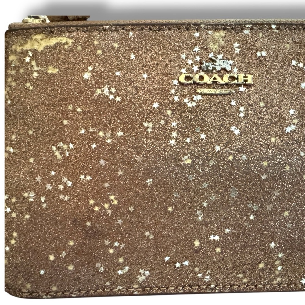 Coach Combination Gold Glitter Wristlet | Sparkly and Fun - Picture 2 of 4